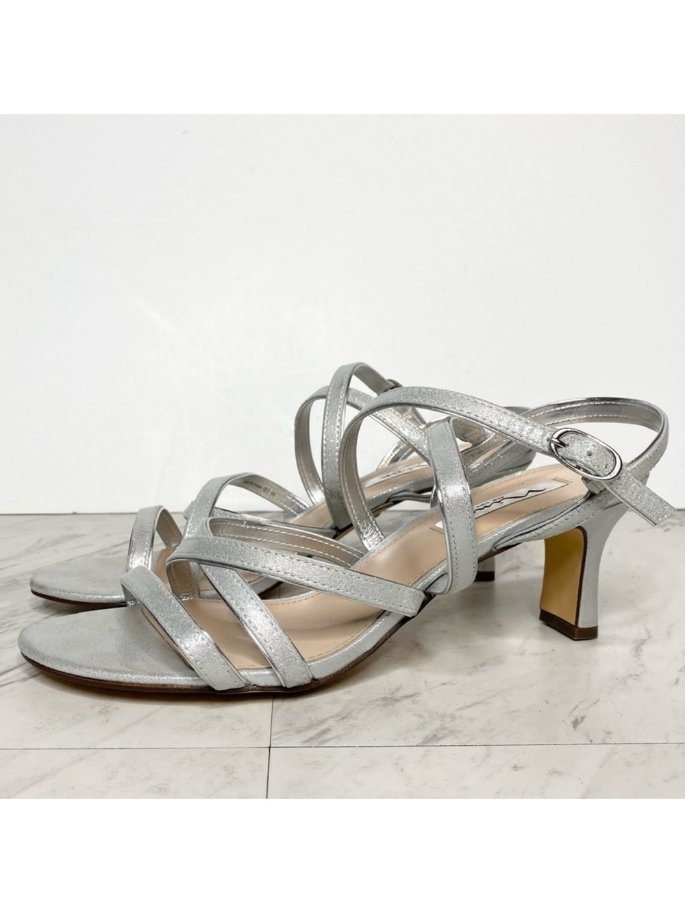 Nina Genaya Sliver Strappy Heeled Sandal 11M